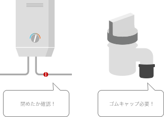 ガスを使った後は、元栓、器具栓を完全に閉めます